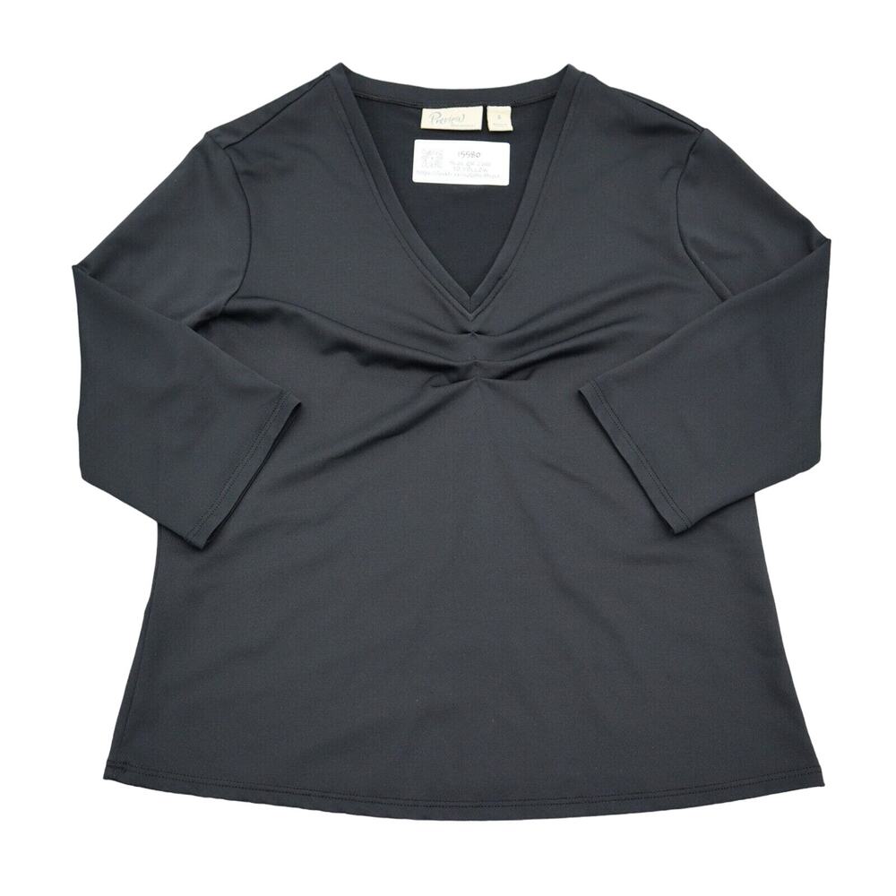 Preview International Shirt Womens S Black Plain Long Sleeve V Neck Casual